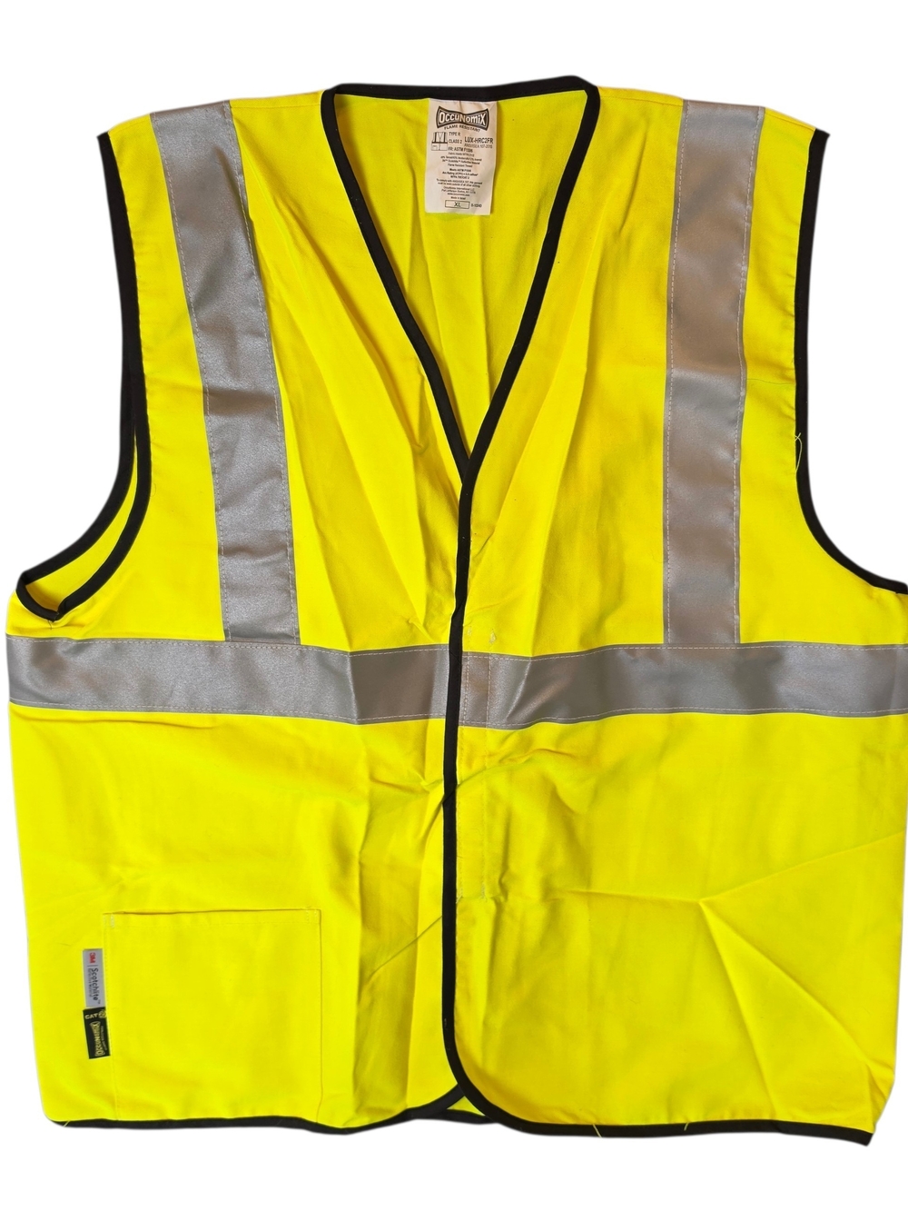 Occunomix High-Visibility Safety Vest XL Yellow Reflective Stripes Outdoor
